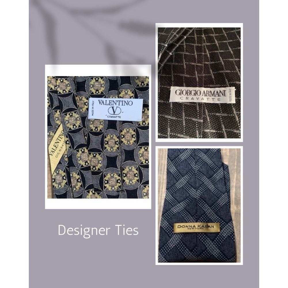 Luxury Designer Tie Bundle Giorgio Armani Valentino Donna Karan Vintage Silk